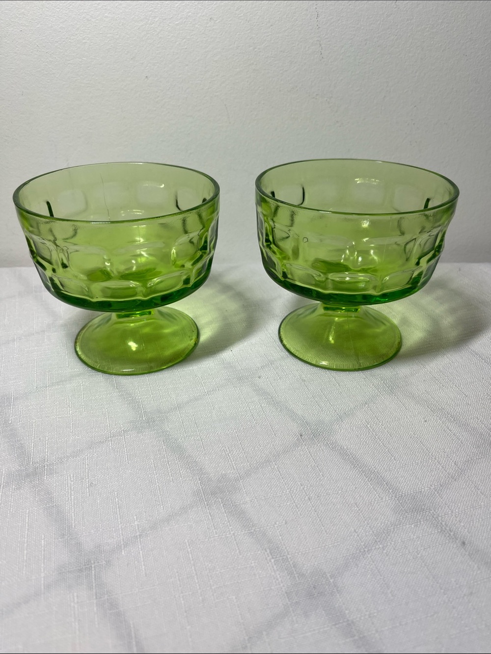 Federal Glass Colonial Yorkton Green Sherbet Pedestal Dishes
Vintage